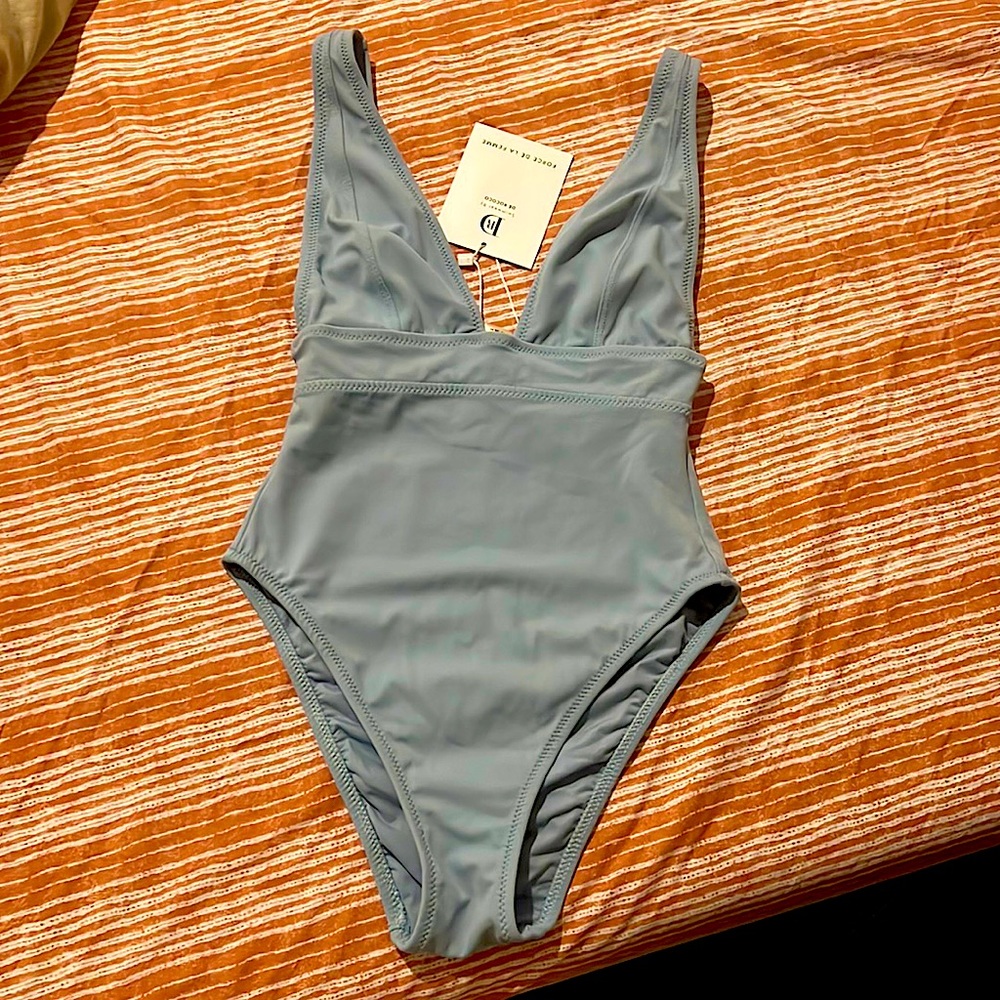 Brand new baby blue one piece swim suit from De Rococo size small
